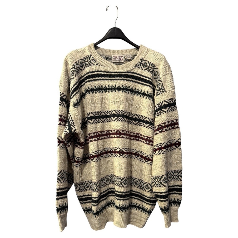 Vintage Tip Top Tailors Sweater Mens‎ XL Crewneck Patterned Knitwear Pullover